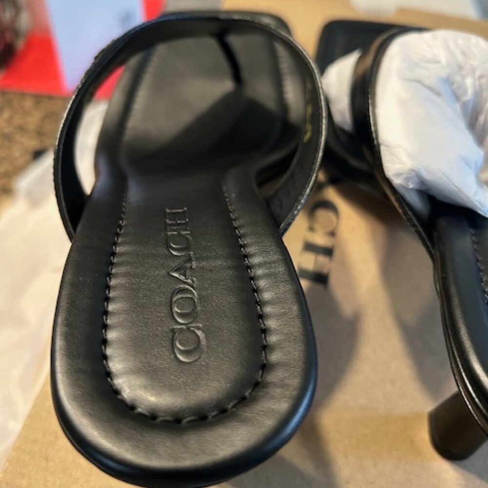Coach Black Lockup Thong Leather Kitten Heel - Picture 9 of 14